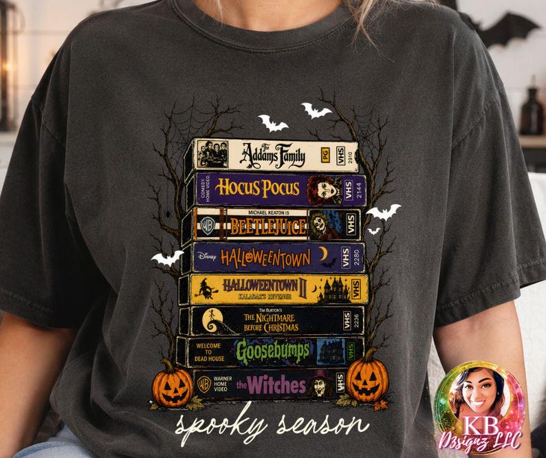 Spooky Season VHS Stack DTF Transfer, Halloween Movie Inspired Shirt Transfer, Retro Halloween DTF, Fall Horror Graphic