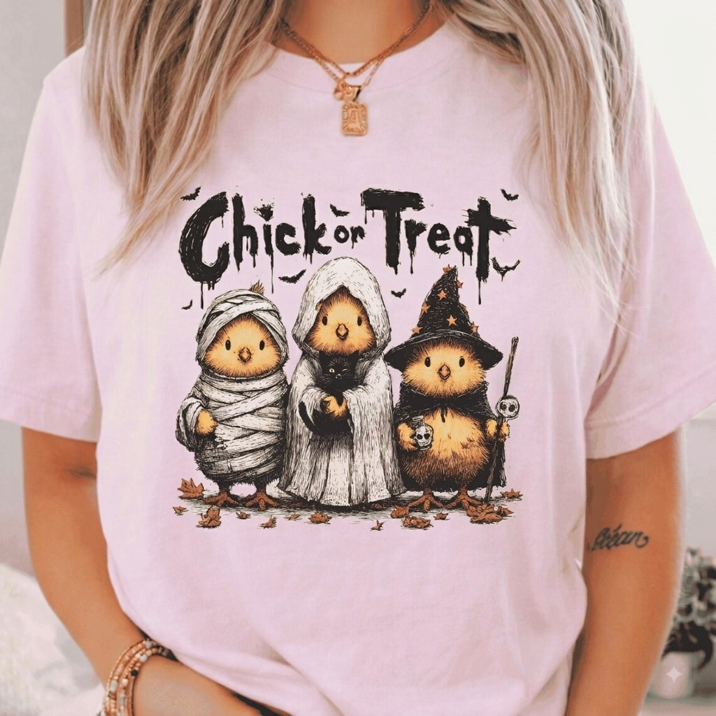 Chick or Treat TShirt, Spooky Chicken Halloween Shirt