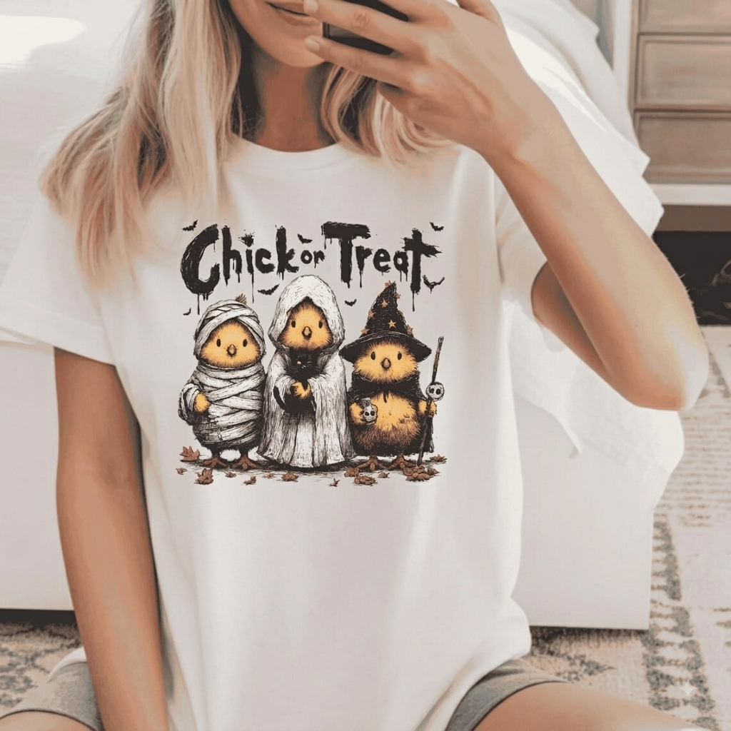 Chick or Treat TShirt, Spooky Chicken Halloween Shirt