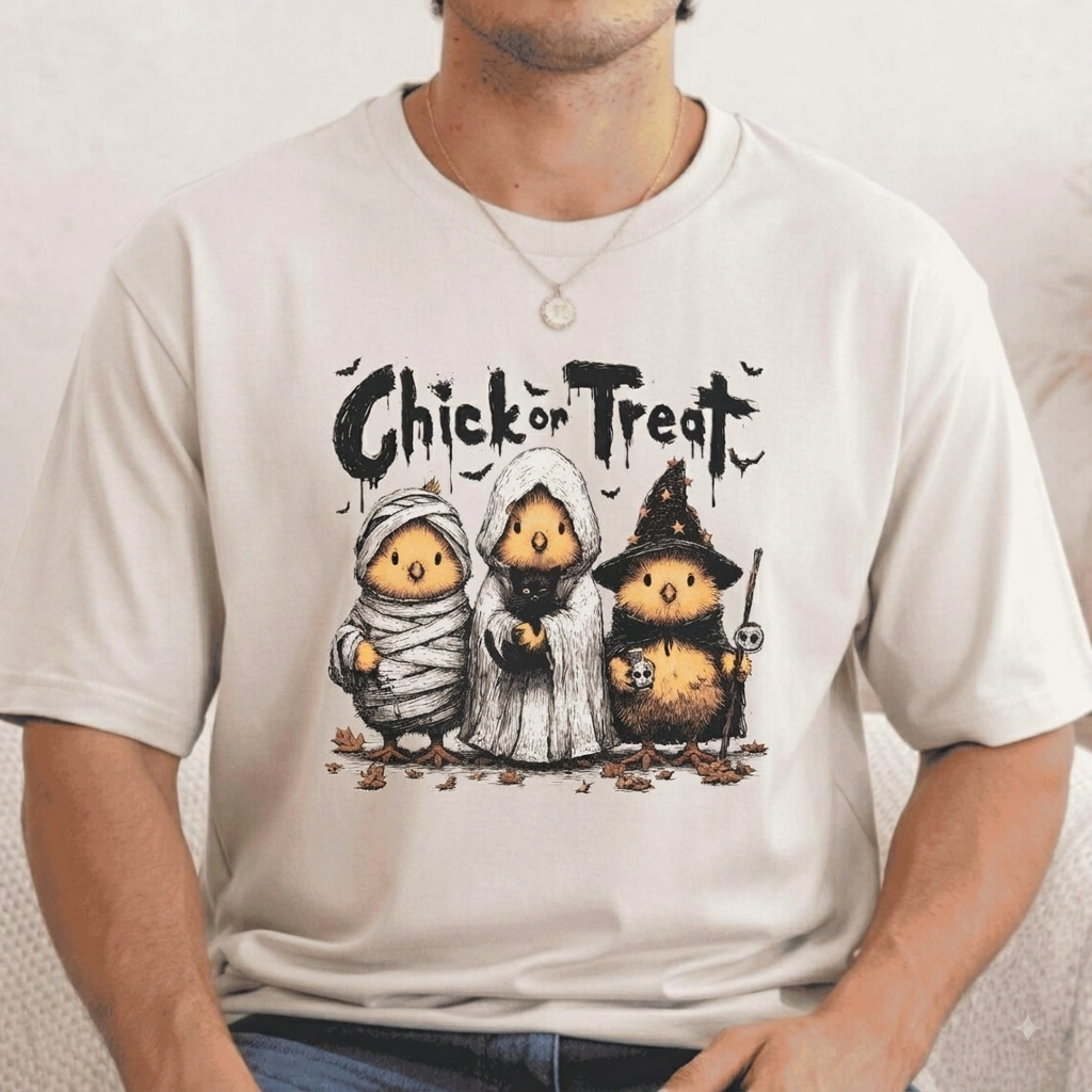 Chick or Treat TShirt, Spooky Chicken Halloween Shirt
