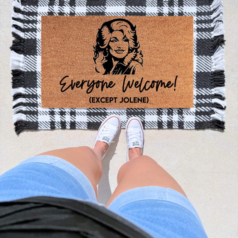 Everyone Welcome Except Jolene Coir Doormat, Dolly Parton Welcome Mat, Western Indoor Mat, Country Doormat