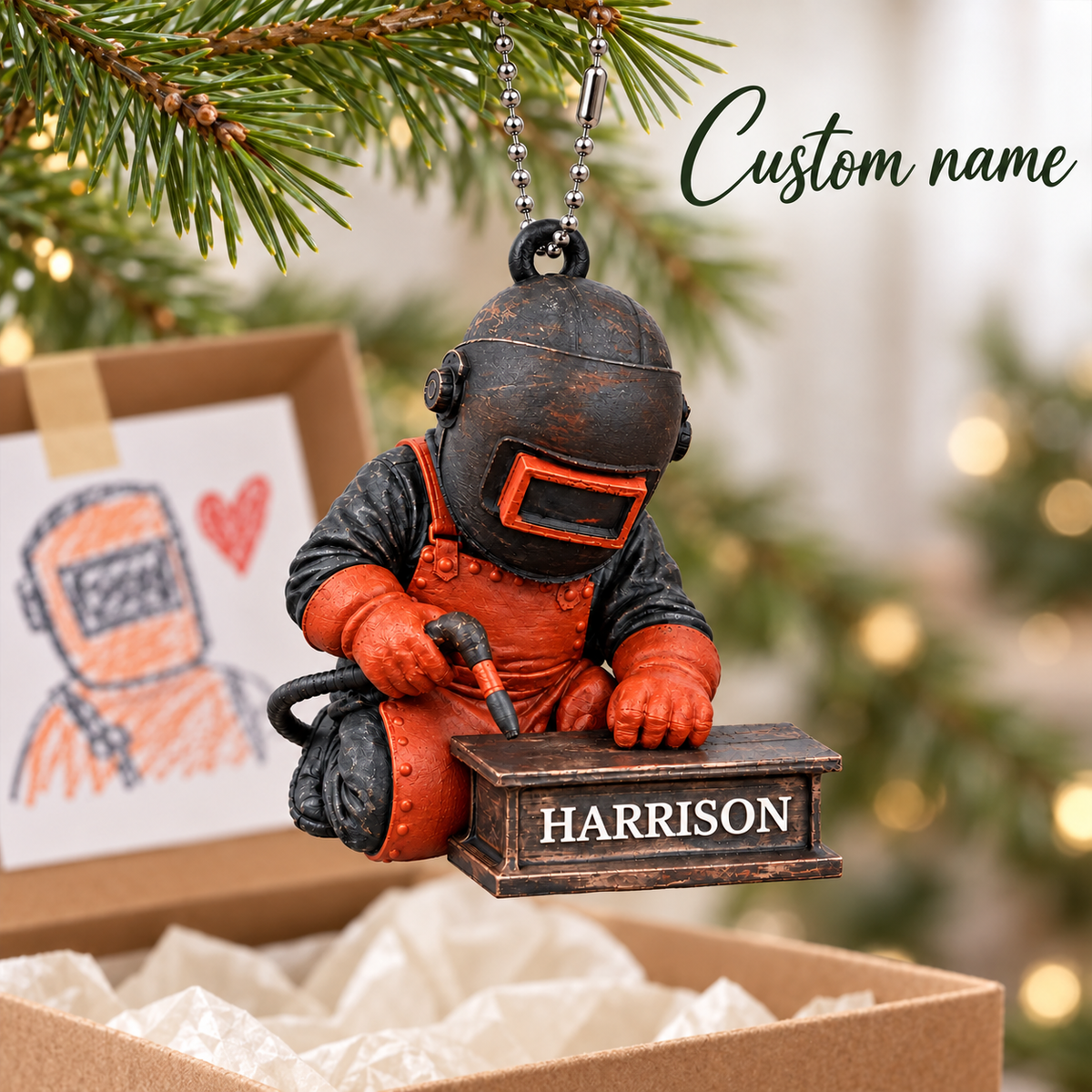 Personalized Welder 3D Ornament – Custom Name Welding Keepsake, Unique Christmas Gift for Welders and Metalworkers