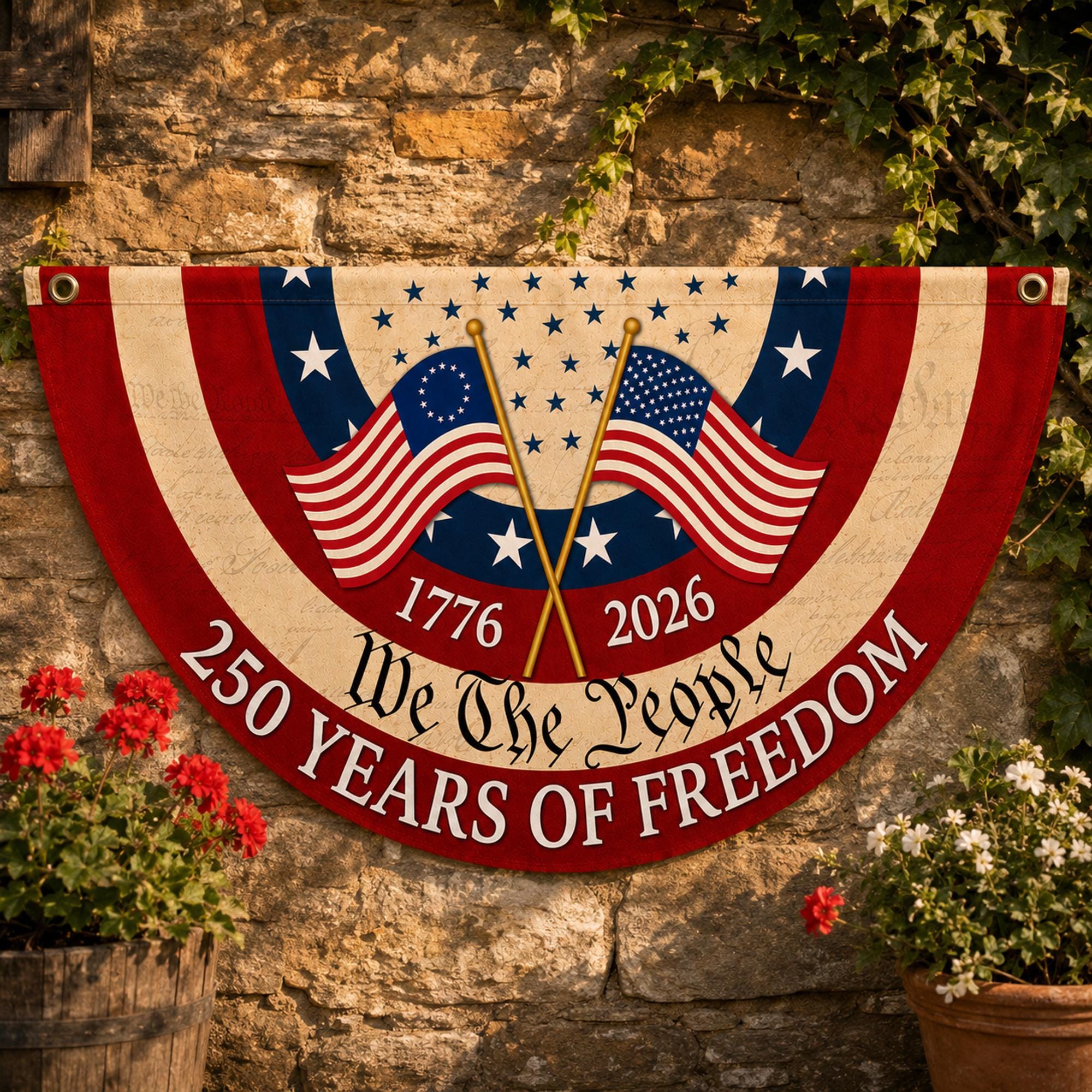 250th Anniversary Banner, Patriotic Fence Banner, We The People Banner, 1776 2026 Banner, American Flag