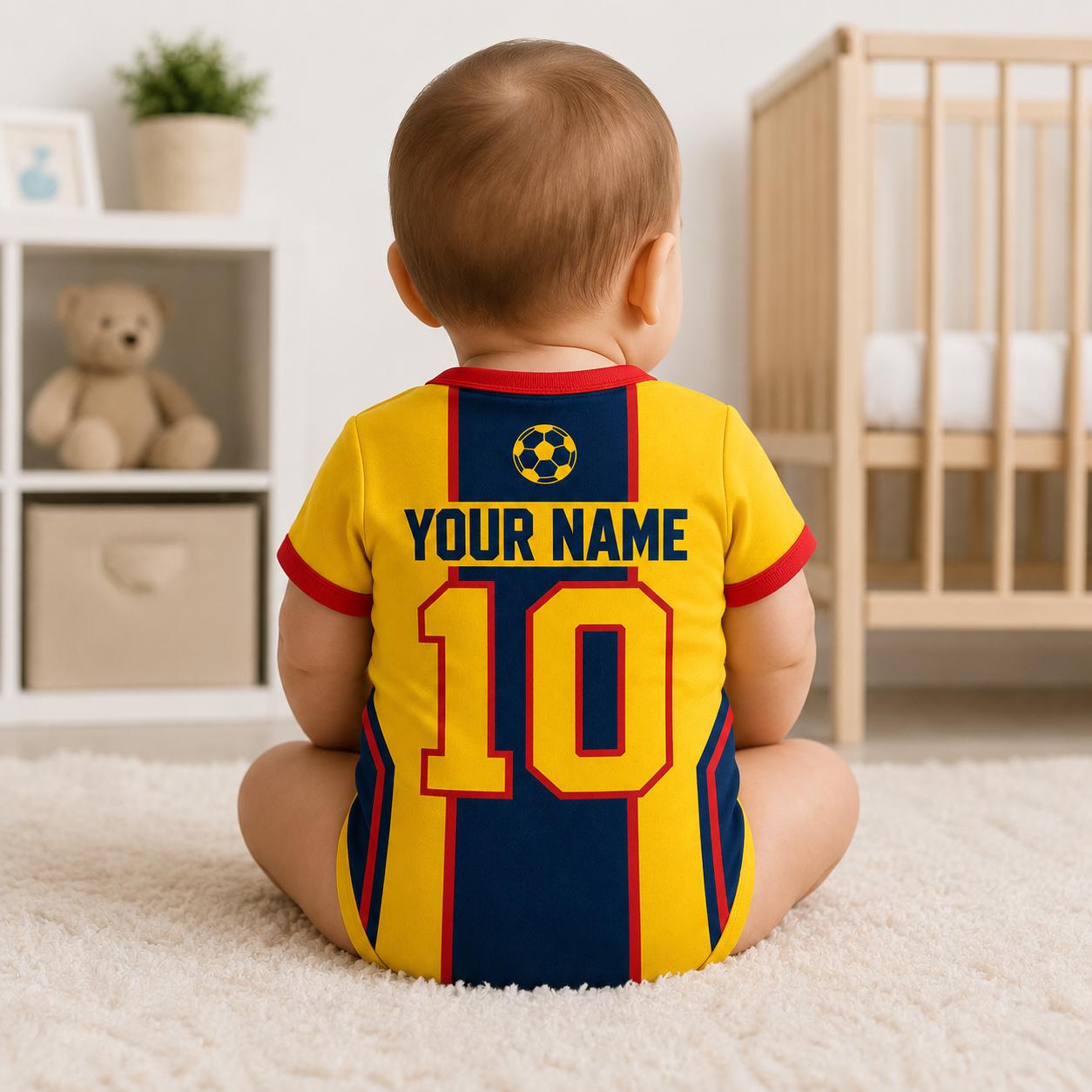 Custom Ecuador Baby Soccer Bodysuit, Personalized Ecuador Football Jersey, Ecuador Baby Gift