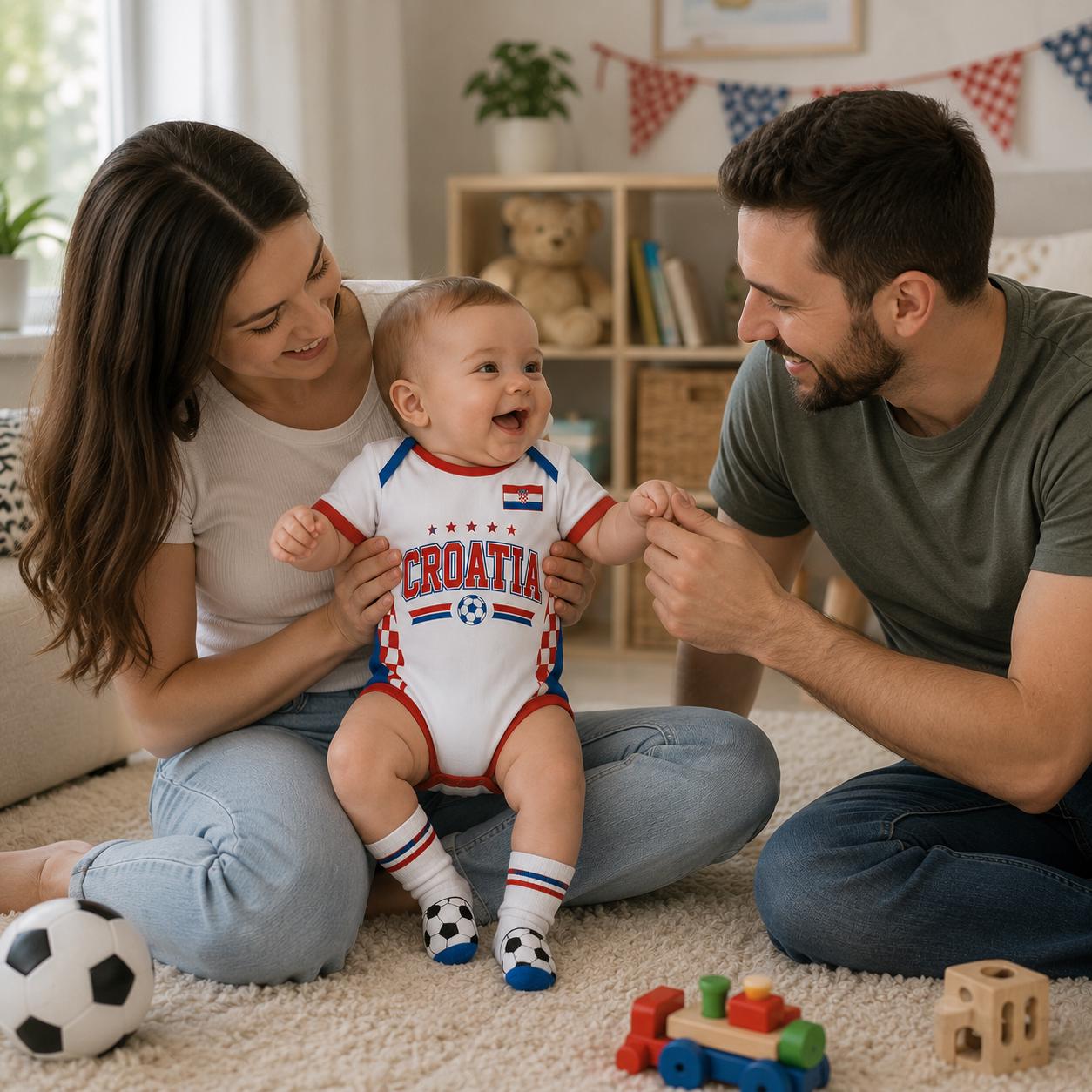 Personalized Croatia Baby Bodysuit, Croatia Soccer Romper, Custom Name Number Outfit, Baby Shower Gift