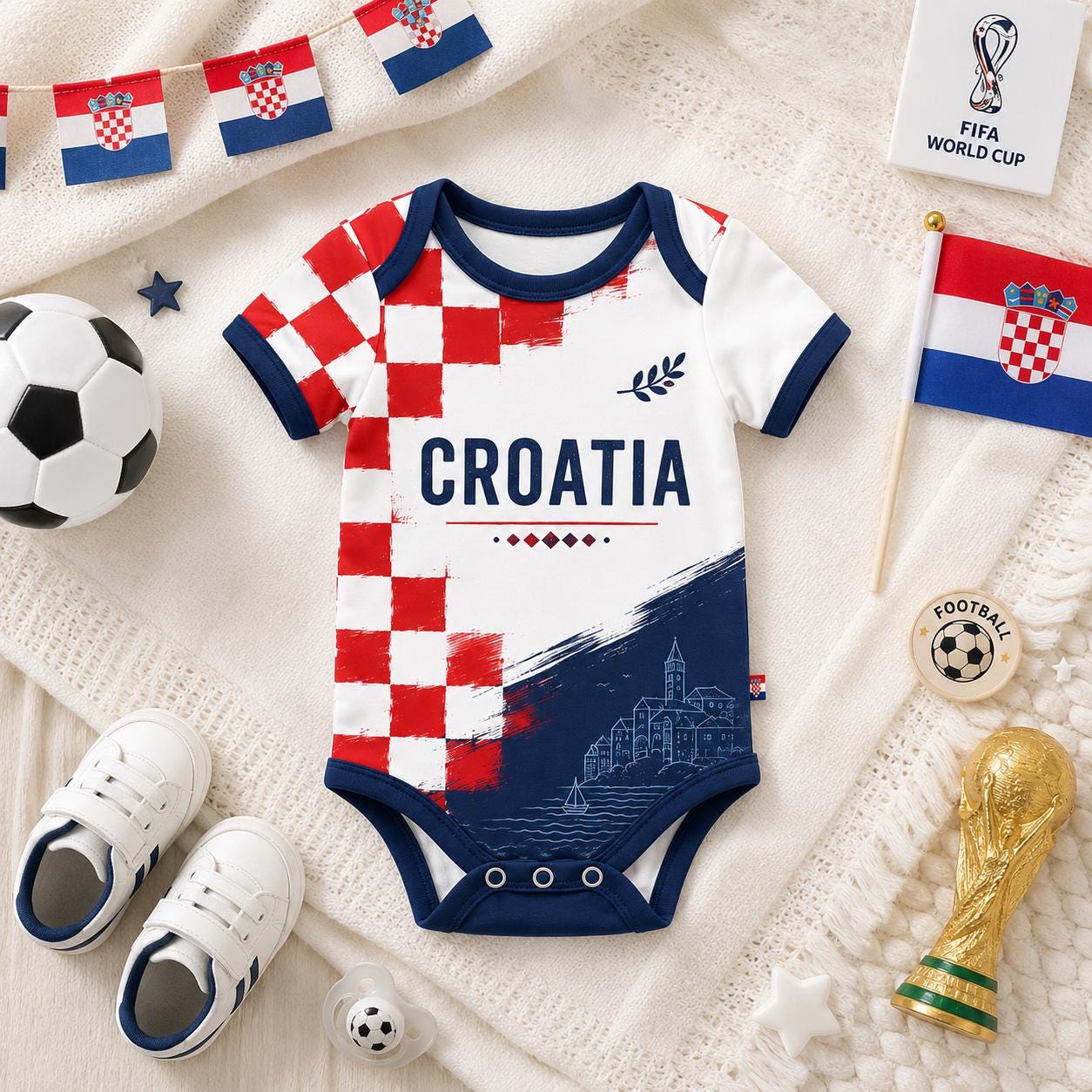 Personalized Croatia Baby Bodysuit - Custom Name Number Infant Outfit, Flag Baby Shower Gift