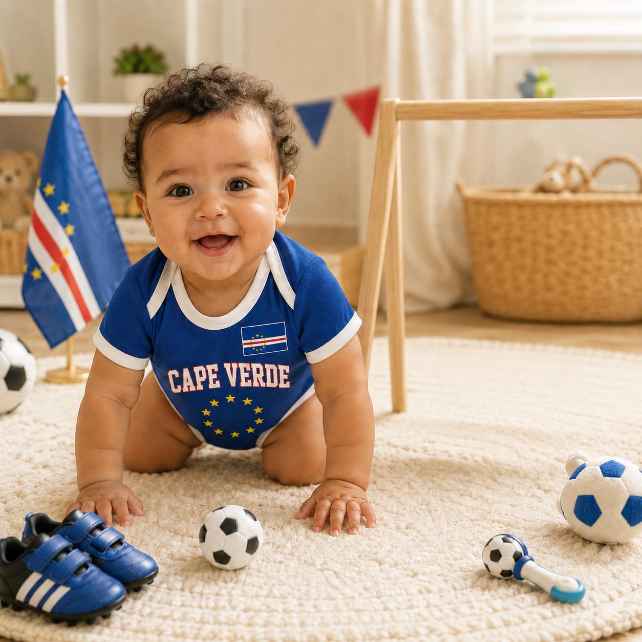 Personalized Cape Verde Baby Bodysuit, Custom Name Soccer Jersey, Infant Football Outfit, Baby Shower Gift