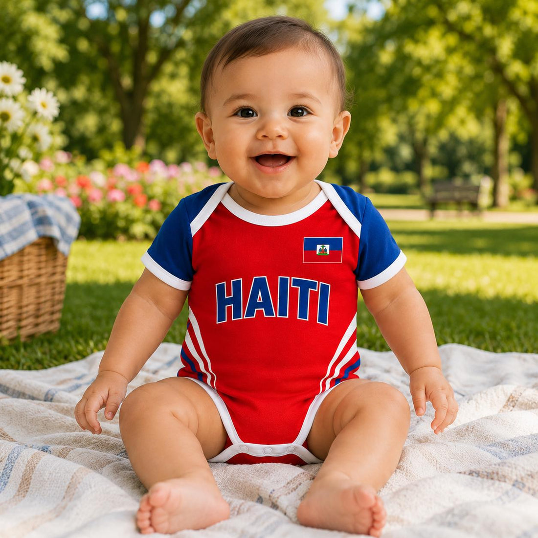 Haiti Baby Soccer Bodysuit, Personalized Haiti Football Jersey, Custom Name Number Outfit, Baby Shower Gift