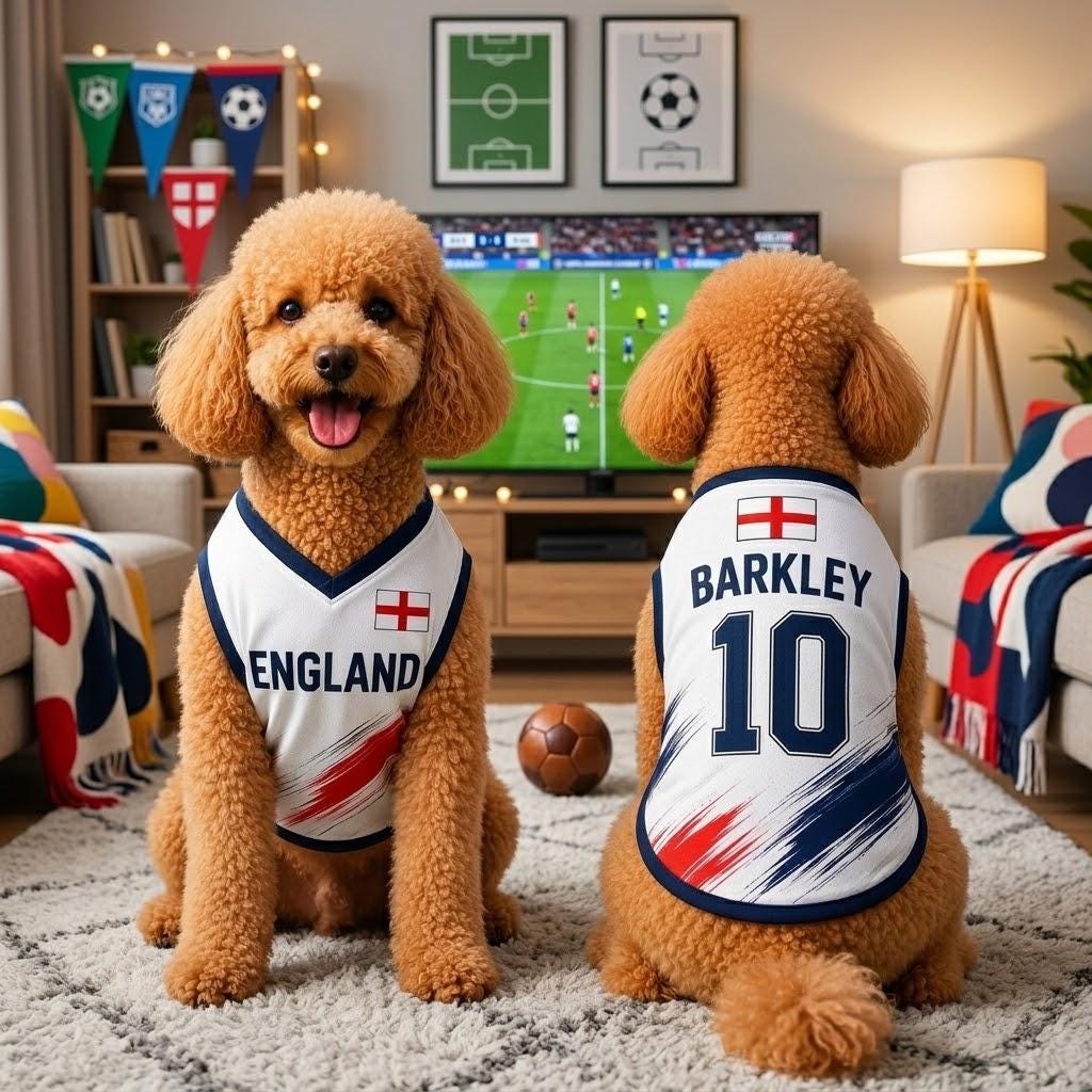 Personalized England Pet Soccer Jersey, Custom Dog Cat Football Shirt, Name Number Pet Jersey