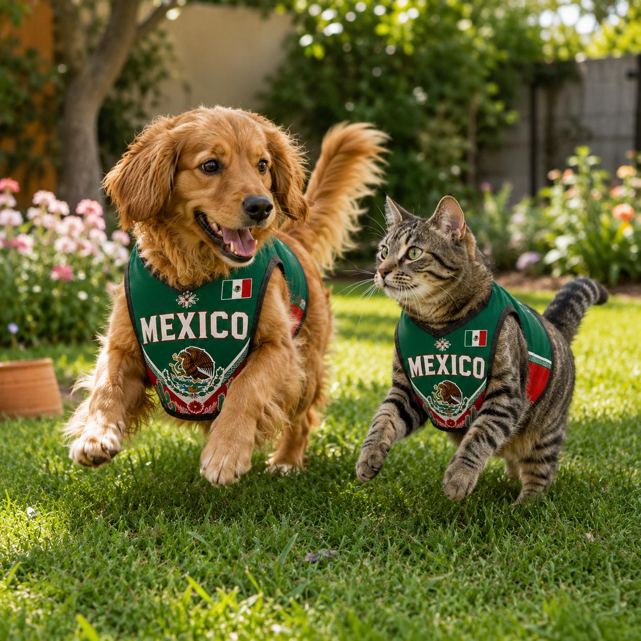 Personalized Mexico Pet Soccer Jersey, Soccer Outfit for Dogs Cats, Mexico Football Shirt