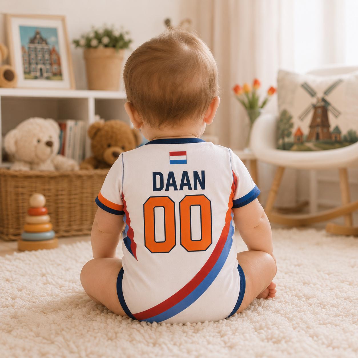 Netherlands Baby Soccer Bodysuit, Personalized Football Jersey, Custom Baby Gift, Baby Shower Gift
