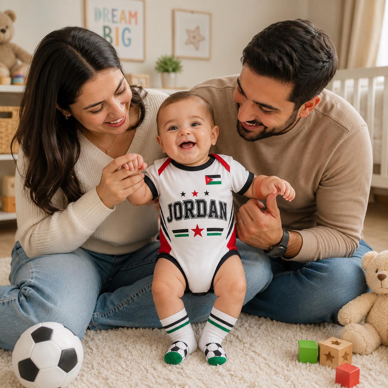 Personalized Jordan Baby Bodysuit, Jordan Soccer Romper, Custom Name Number Infant Outfit
