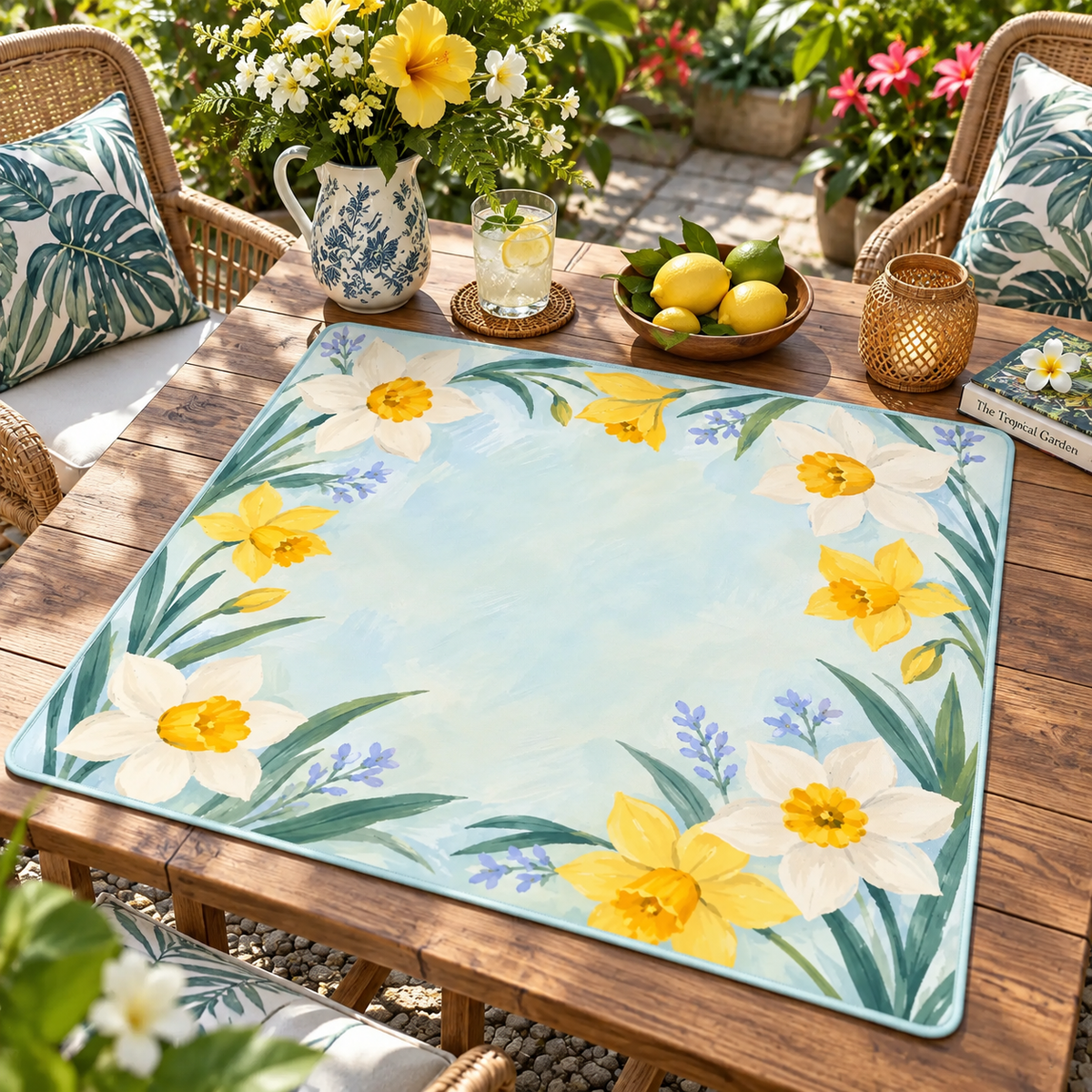 Daffodil Narcissus Mahjong Mat, American Mahjong Mat, Spring Floral Garden, March Birth Flower Mahjong Gift