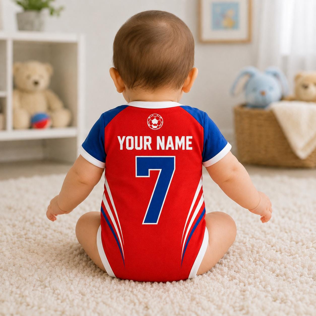 Haiti Baby Soccer Bodysuit, Personalized Haiti Football Jersey, Custom Name Number Outfit, Baby Shower Gift