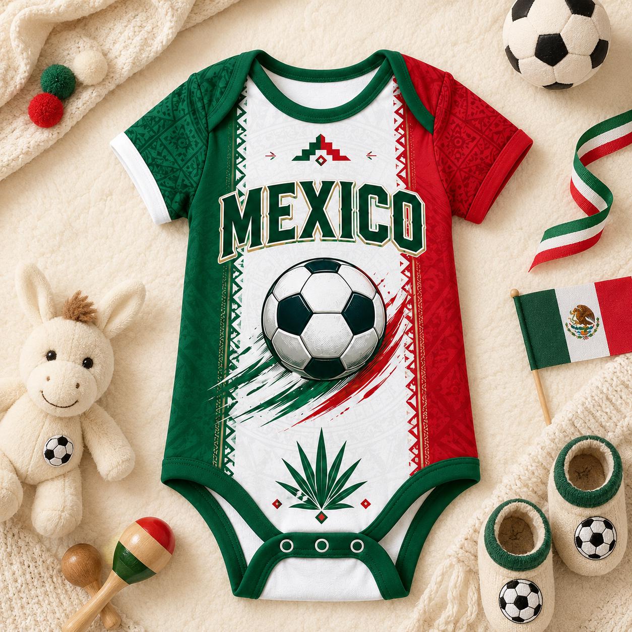 Personalized Mexico Baby Soccer Bodysuit, Personalized Football Jersey, Custom Baby Gift, Baby Shower Gift