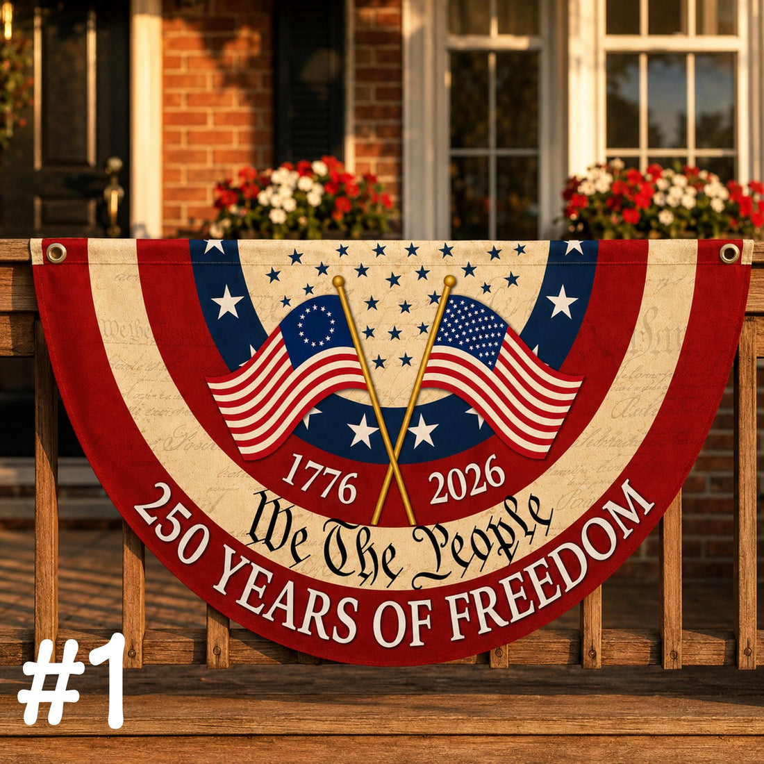 250th Anniversary Banner, Patriotic Fence Banner, We The People Banner, 1776 2026 Banner, American Flag