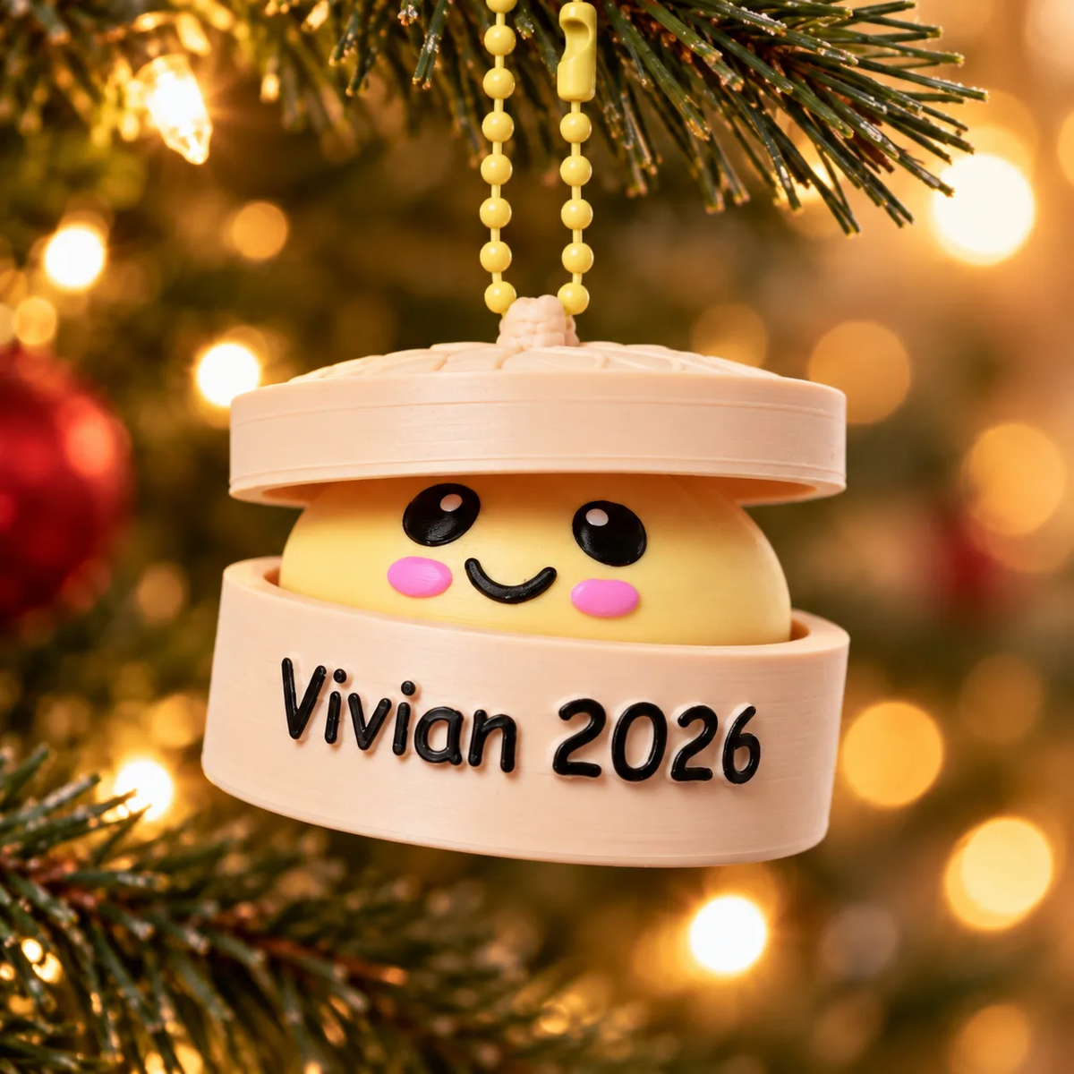 Personalized Dumpling Clicker Ornament – Custom Name 3D Fidget Toy, Cute Stress Relief Gift