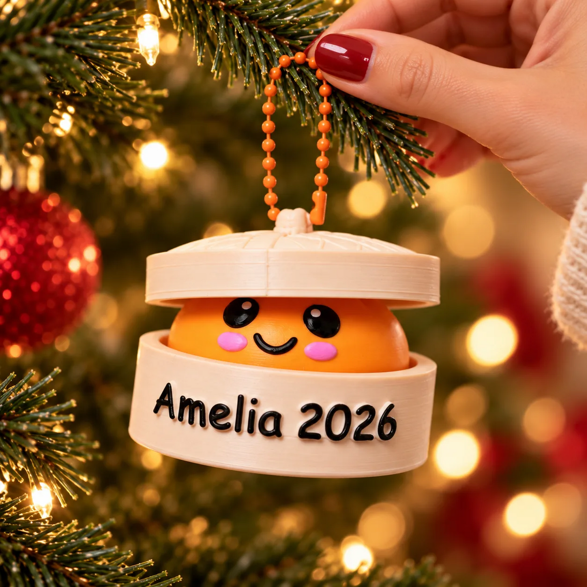 Personalized Dumpling Clicker Ornament – Custom Name 3D Fidget Toy, Cute Stress Relief Gift