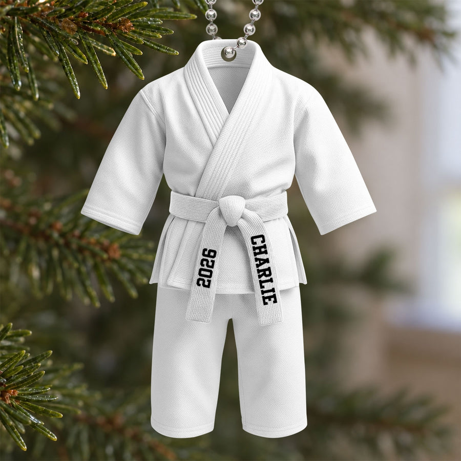 Personalized 3D Karate Uniform Ornament, Christmas Gift For Daughter, Son, Granddaughter, Grandson