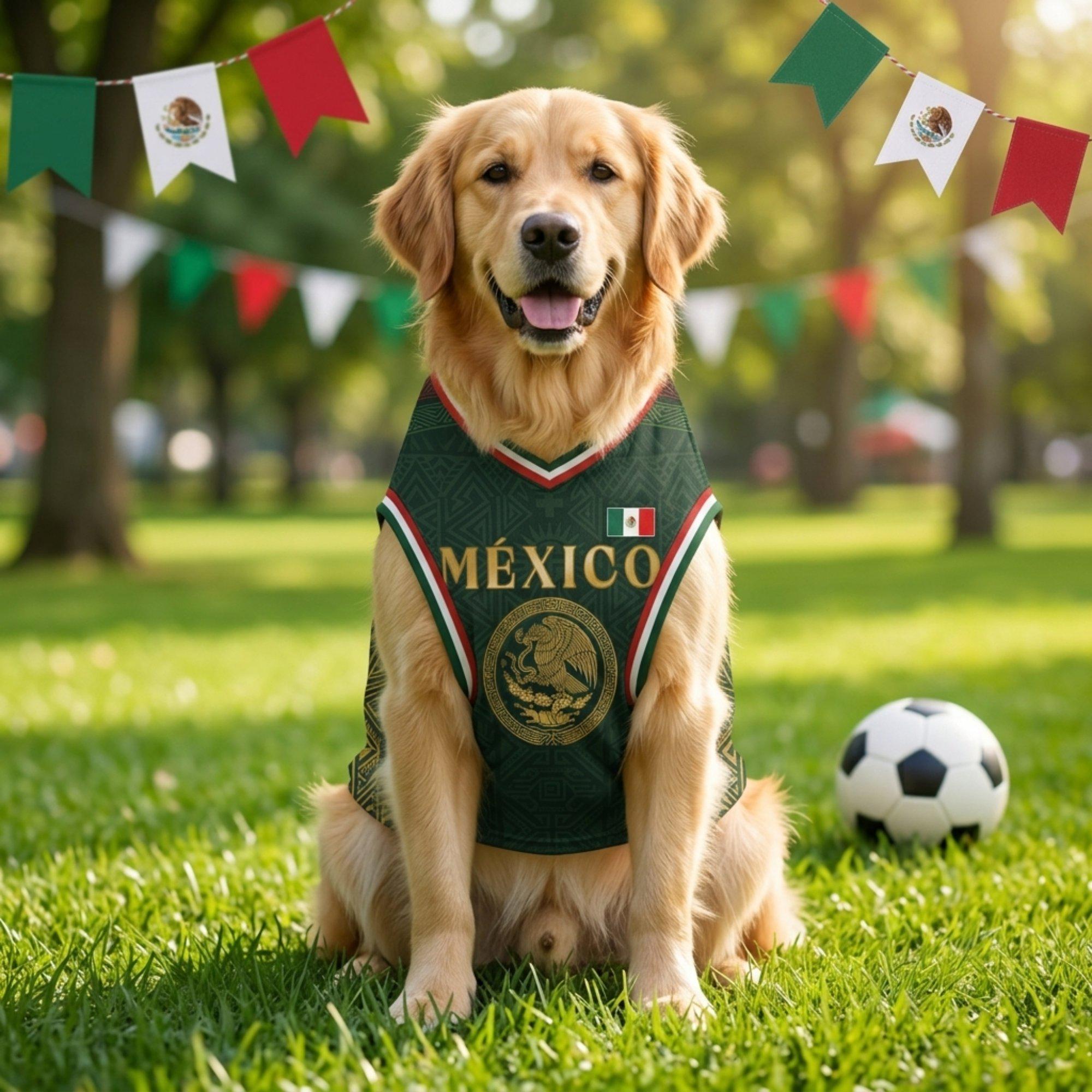 Personalized Mexico Dog Jersey, Custom Cat Football Shirt Name Number, Aztec Pet Soccer Mesh Jersey,