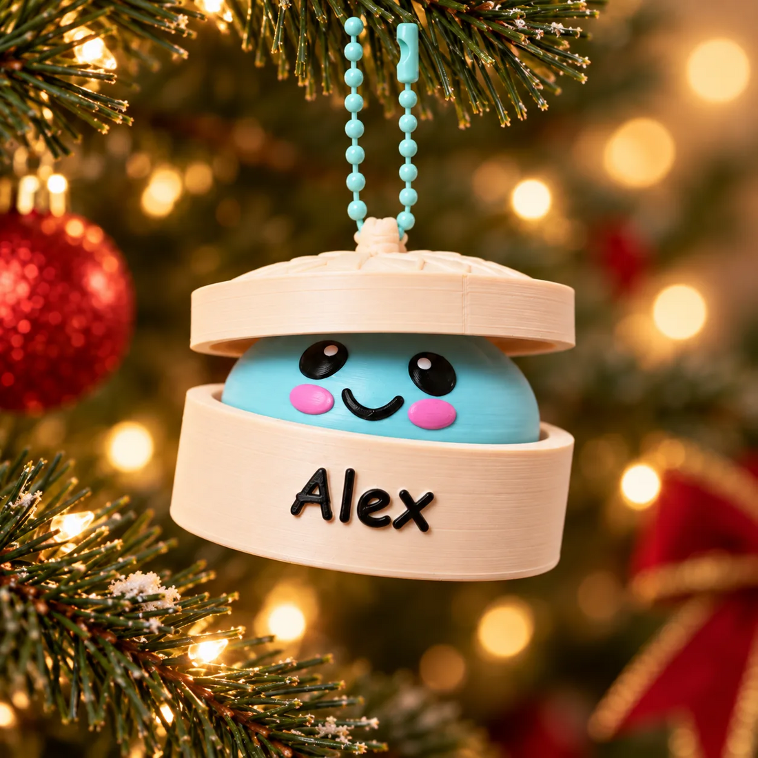 Personalized Dumpling Clicker Ornament – Custom Name 3D Fidget Toy, Cute Stress Relief Gift
