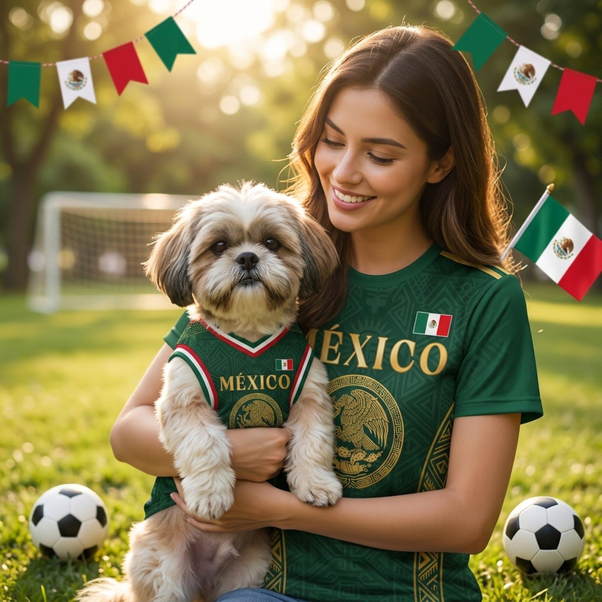 Personalized Mexico Dog Jersey, Custom Cat Football Shirt Name Number, Aztec Pet Soccer Mesh Jersey,
