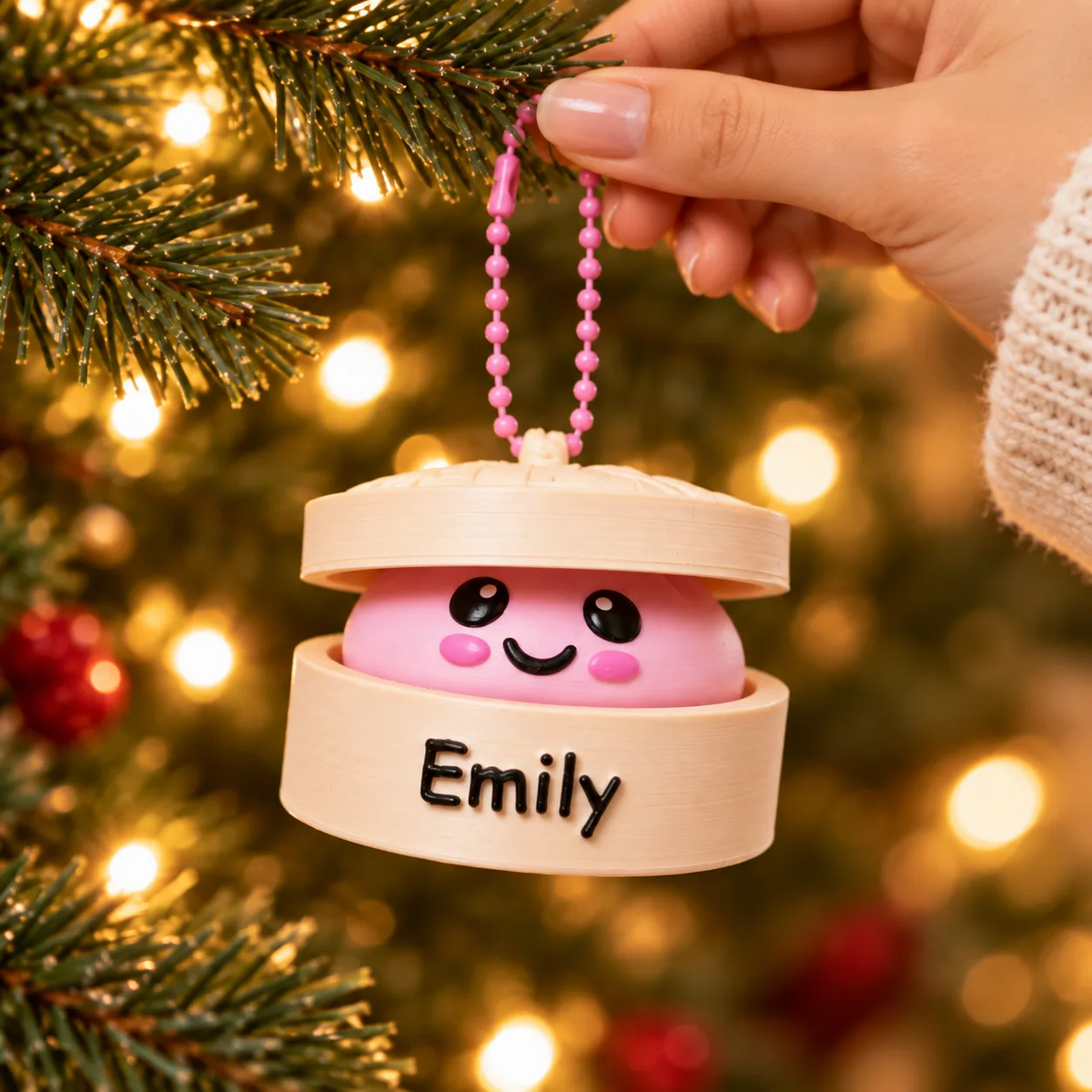 Personalized Dumpling Clicker Ornament – Custom Name 3D Fidget Toy, Cute Stress Relief Gift