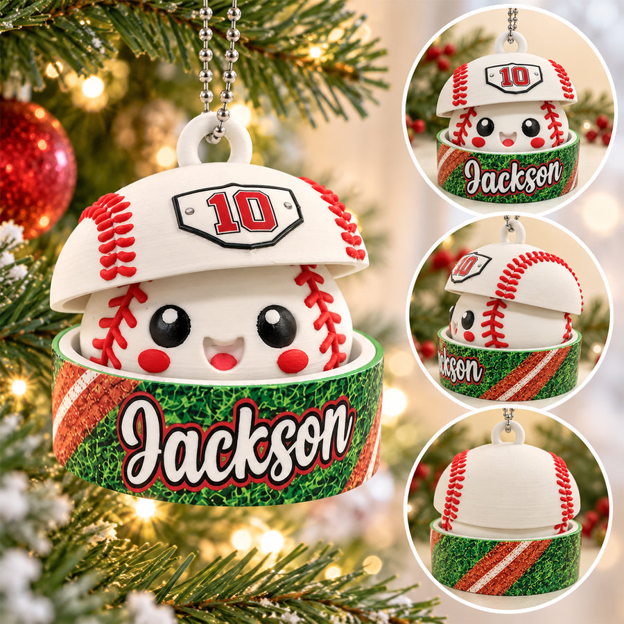 Custom Baseball Cute Dumpling, Personalized 3D Baseball Fidget Toy, Christmas Gift for Kids
