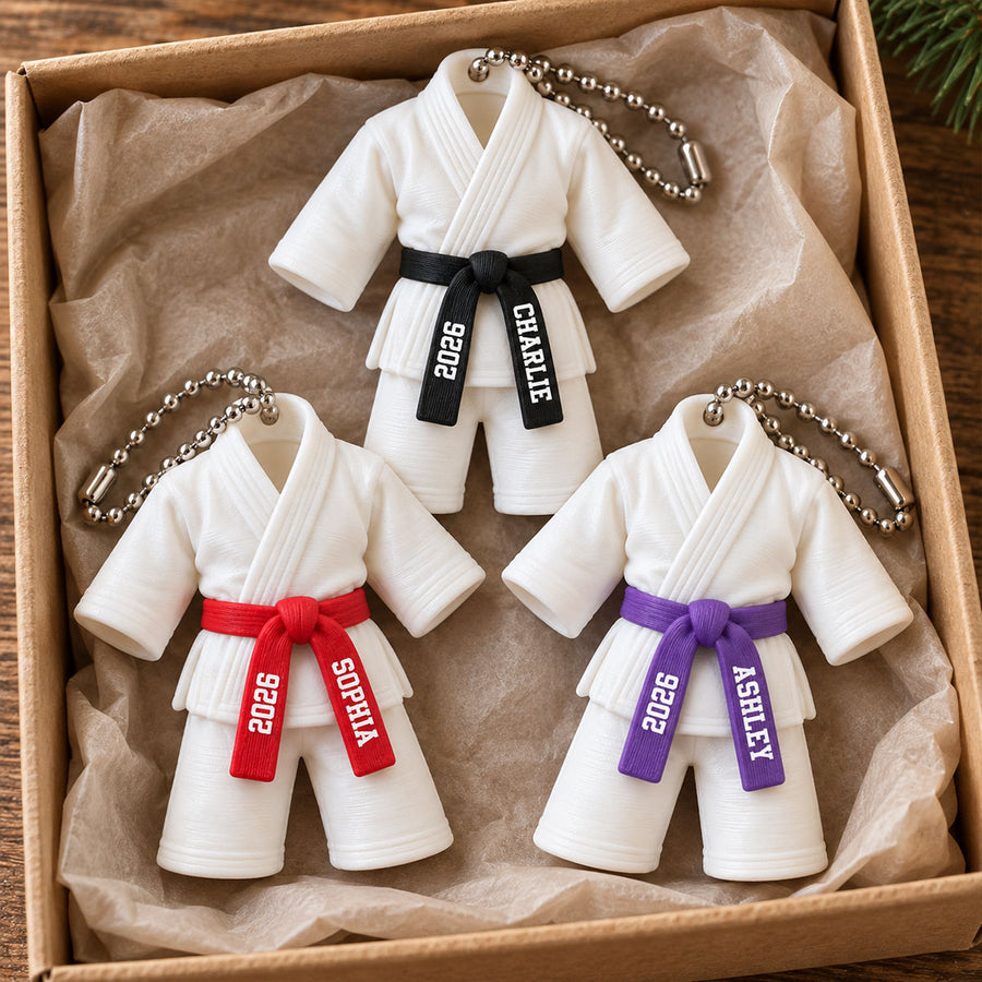 Personalized 3D Karate Uniform Ornament, Christmas Gift For Daughter, Son, Granddaughter, Grandson