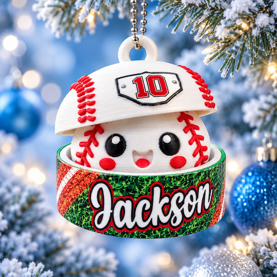 Custom Baseball Cute Dumpling, Personalized 3D Baseball Fidget Toy, Christmas Gift for Kids