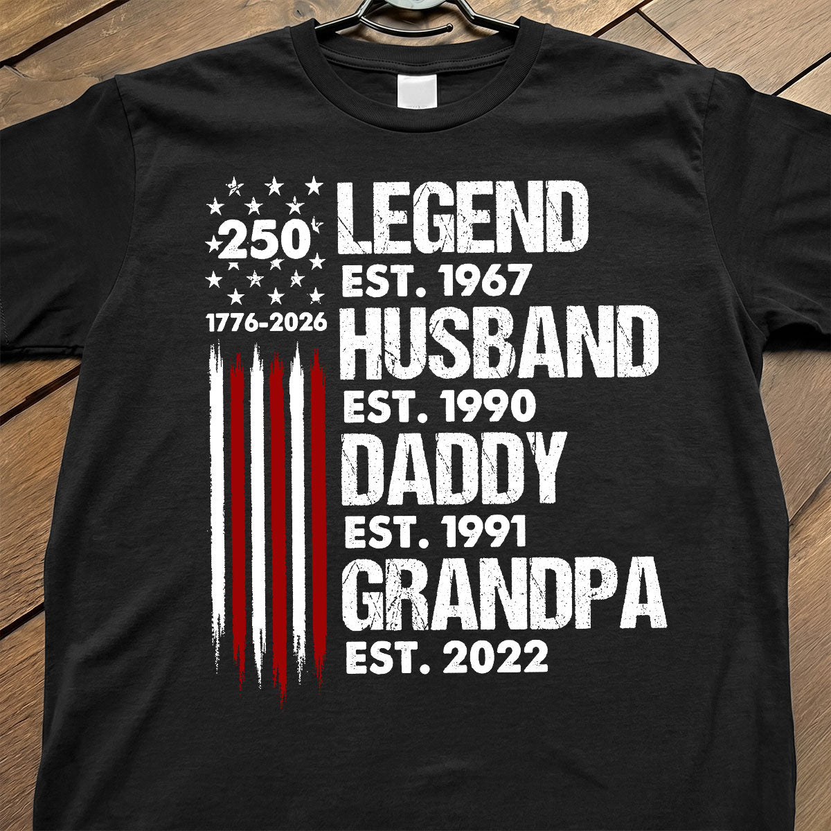 Proud Dad Grandpa Nation Flag American 250th Anniversary - Personalized Shirt - Cool Father's Day Gift For Dad, Grandpa (Copy)
