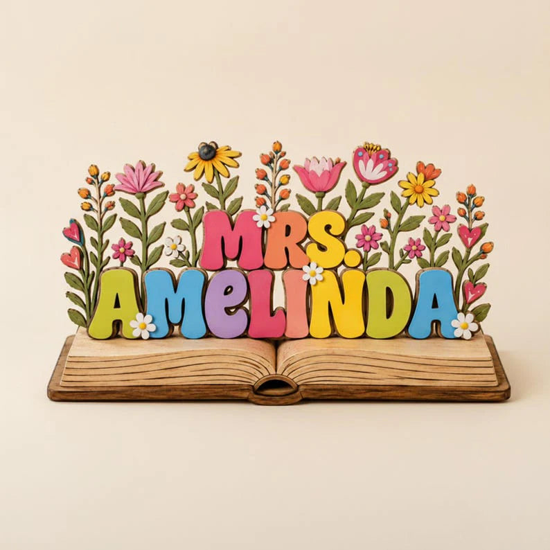 Custom Teacher Desk Name 2D FLAT Wooden Block, Back To School Gift For Teachers Appreciation