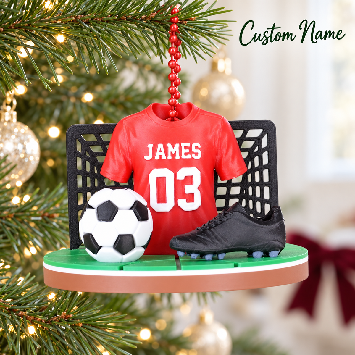 Personalized 3D Soccer Ornament – Custom Name Football Keepsake, Unique Christmas Gift for Soccer Players and Fans