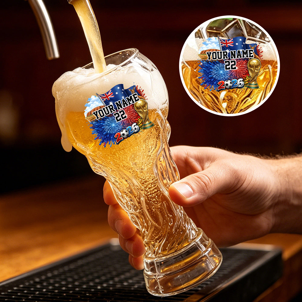 Custom USA World Football Beer Glass - Personalized Birthday Gifts For Football Lovers