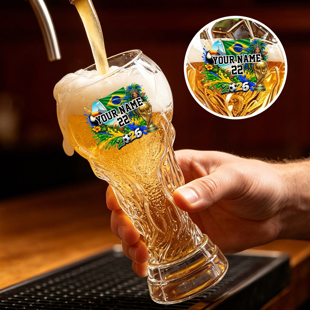 Custom USA World Football Beer Glass - Personalized Birthday Gifts For Football Lovers