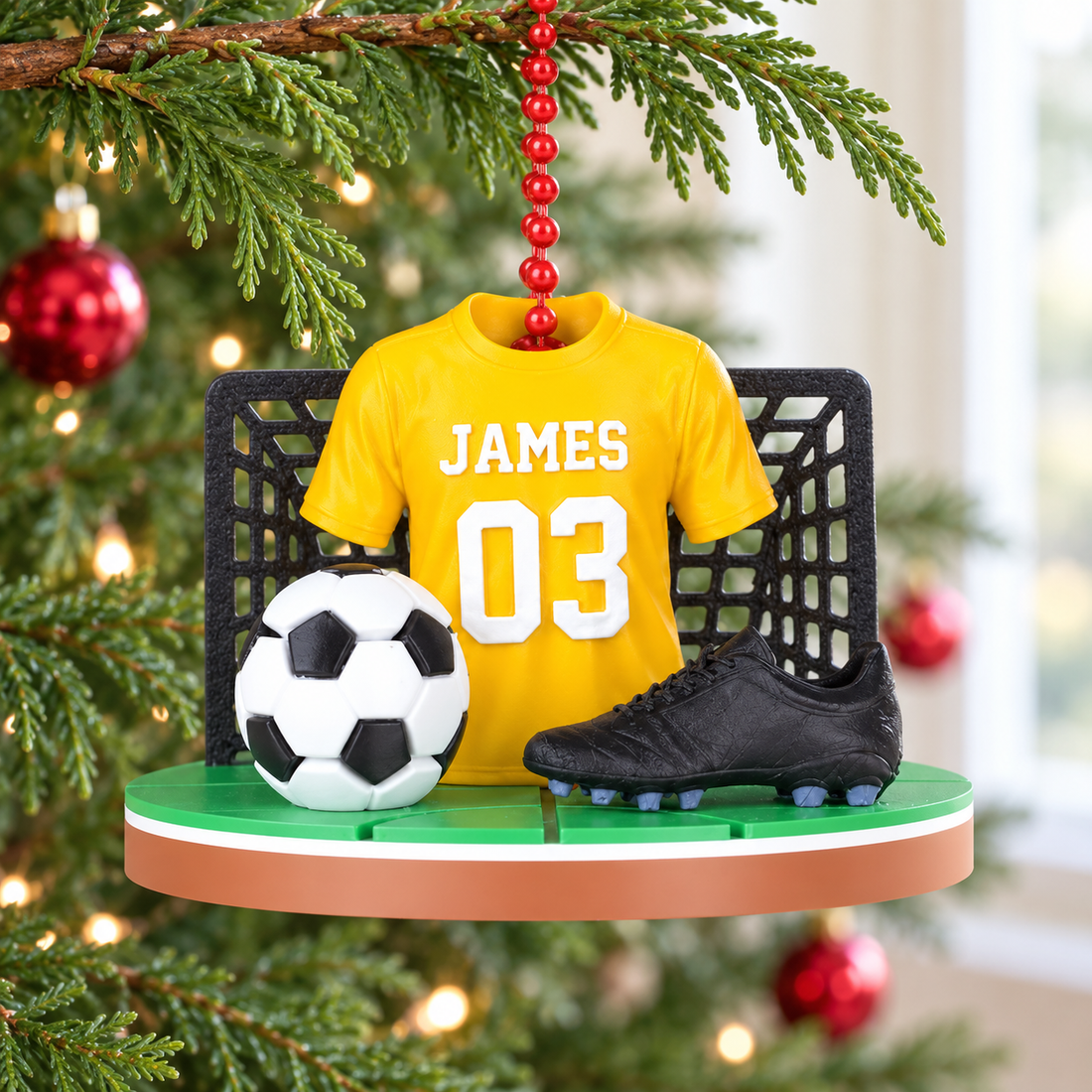 Personalized 3D Soccer Ornament – Custom Name Football Keepsake, Unique Christmas Gift