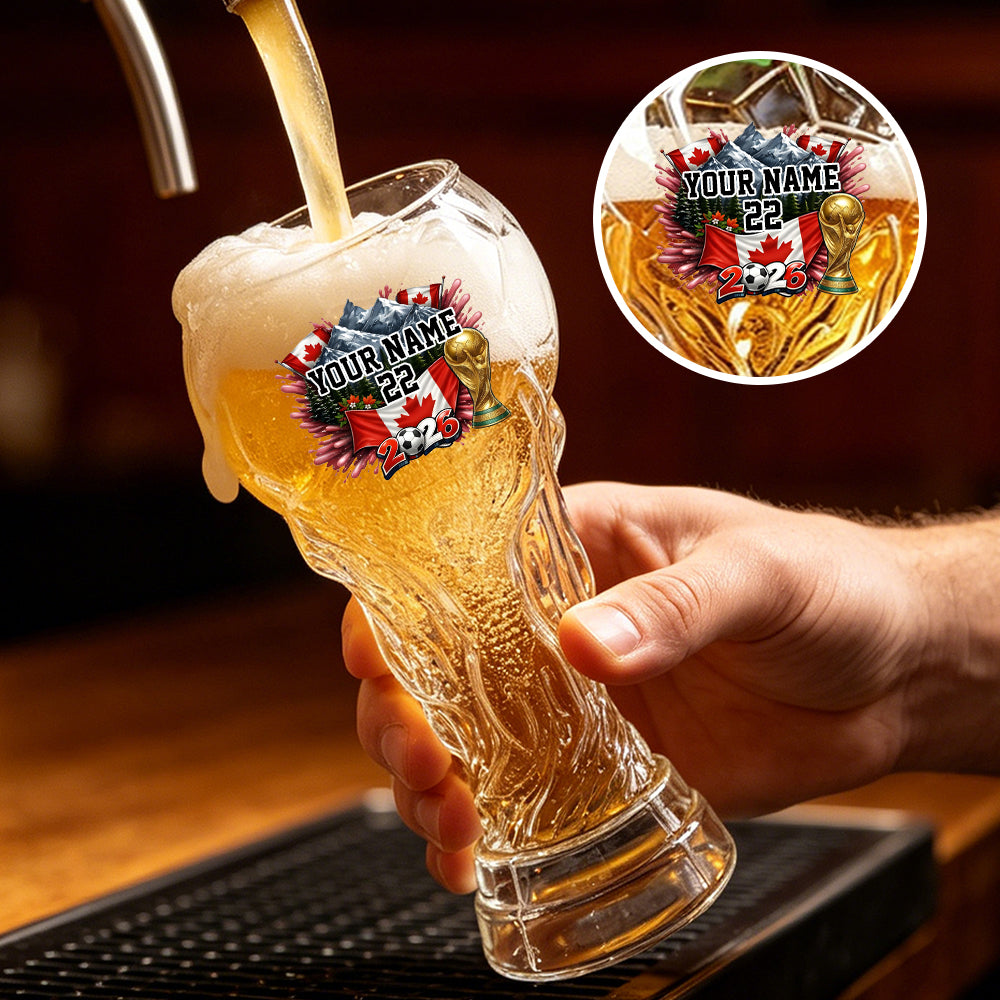 Custom USA World Football Beer Glass - Personalized Birthday Gifts For Football Lovers