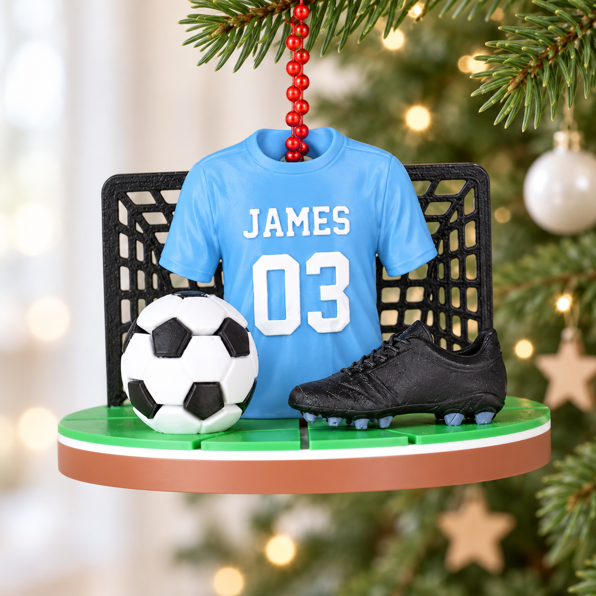Personalized 3D Soccer Ornament – Custom Name Football Keepsake, Unique Christmas Gift for Soccer Players and Fans