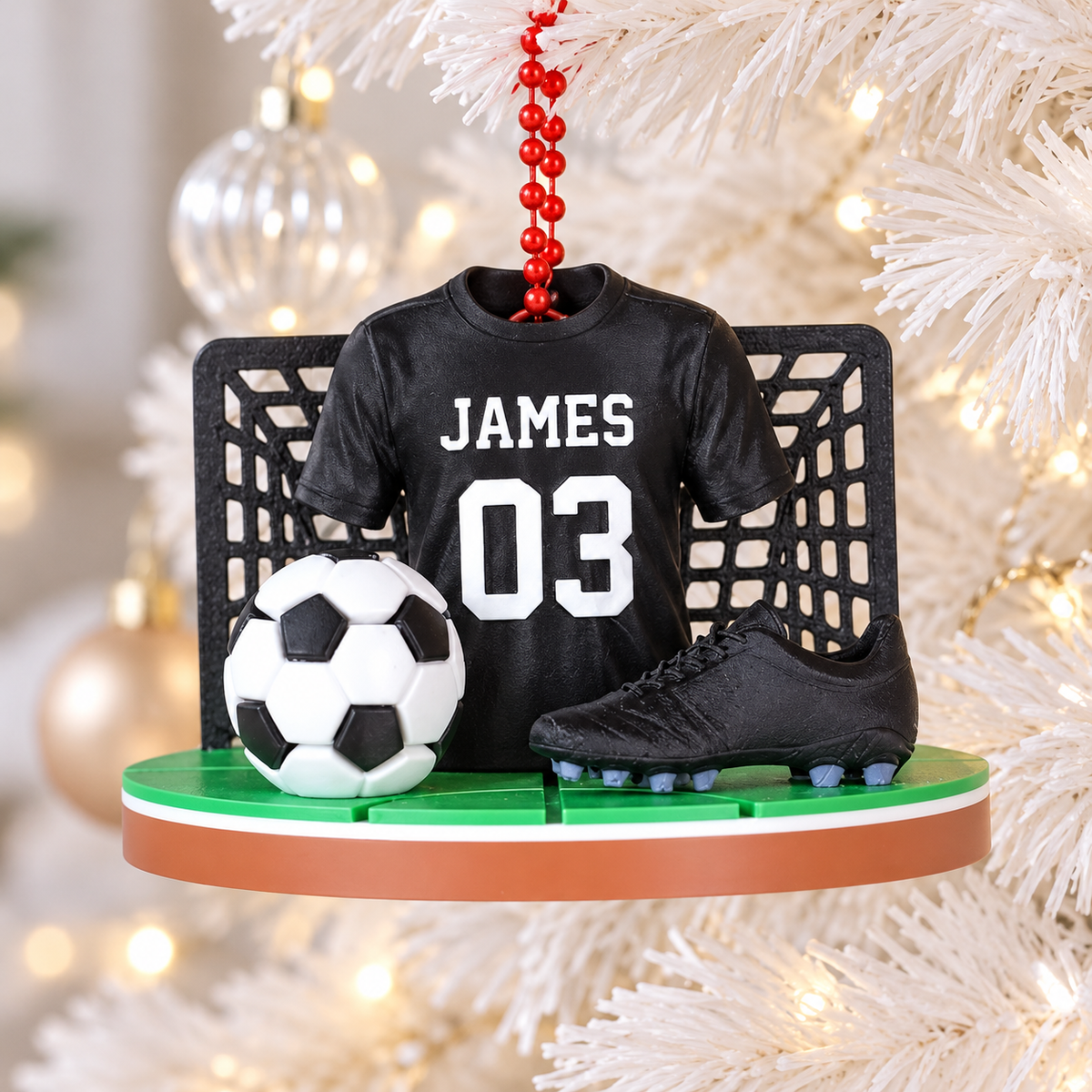 Personalized 3D Soccer Ornament – Custom Name Football Keepsake, Unique Christmas Gift for Soccer Players and Fans