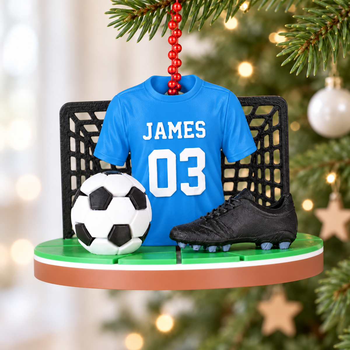 Personalized 3D Soccer Ornament – Custom Name Football Keepsake, Unique Christmas Gift for Soccer Players and Fans