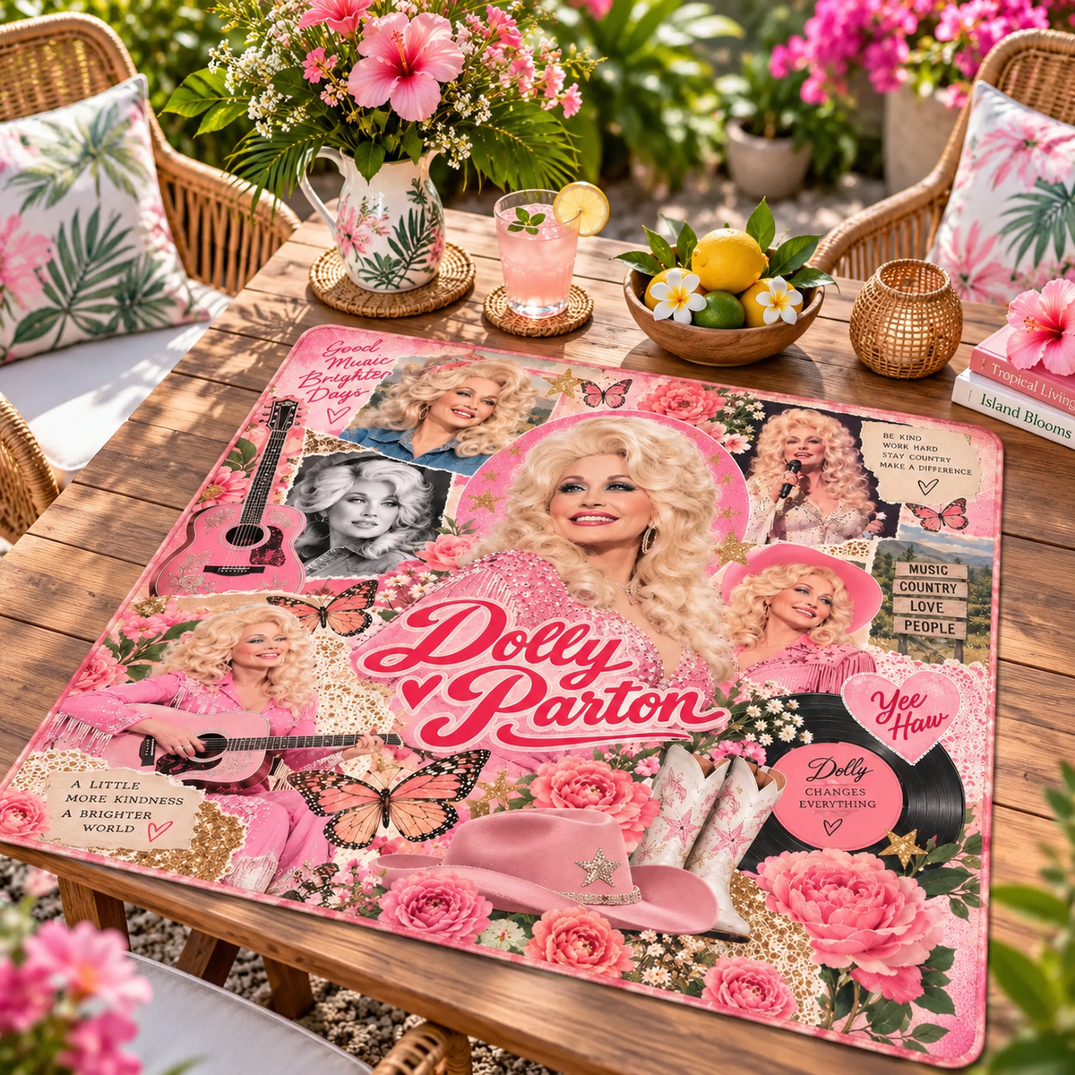 D.P Pink Mahjong Mat, Country Glam Design, Fun Family Party Game, Unique Home Decor