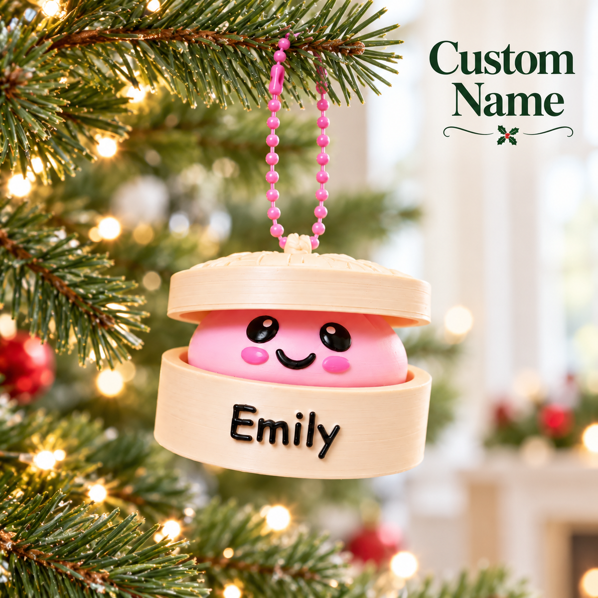 Personalized Dumpling Clicker Ornament – Custom Name 3D Fidget Toy, Cute Stress Relief Gift