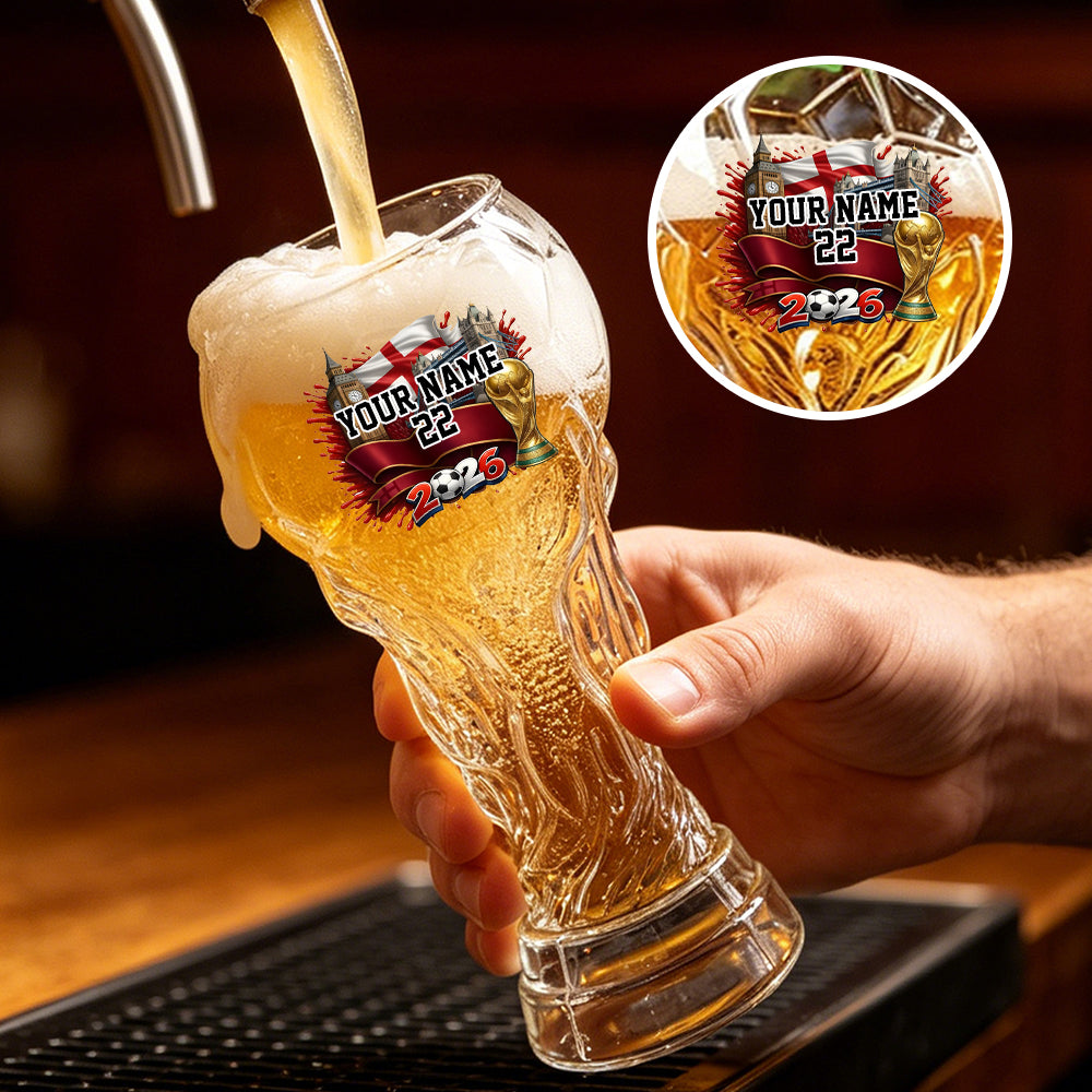 Custom USA World Football Beer Glass - Personalized Birthday Gifts For Football Lovers
