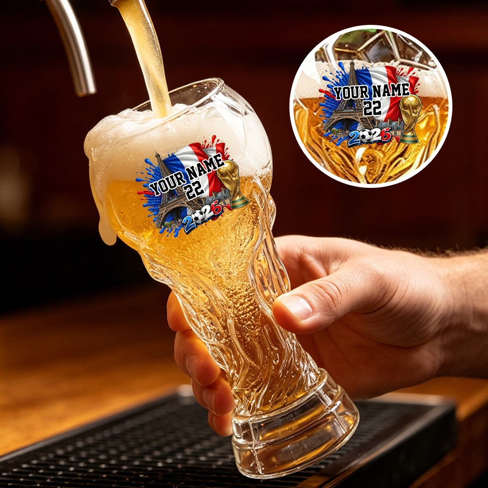 Custom USA World Football Beer Glass - Personalized Birthday Gifts For Football Lovers