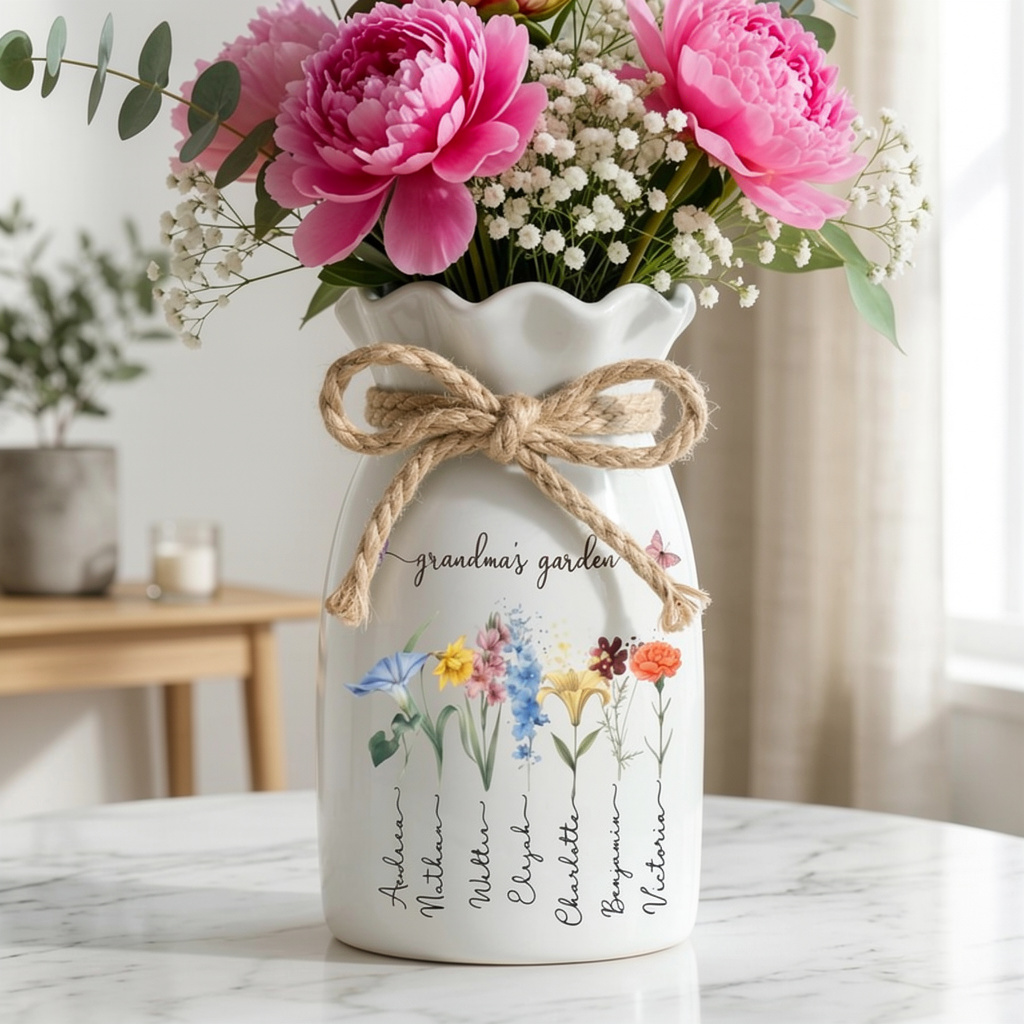 Personalized Grandma's Garden Flower Vase, Mother's Day Gift