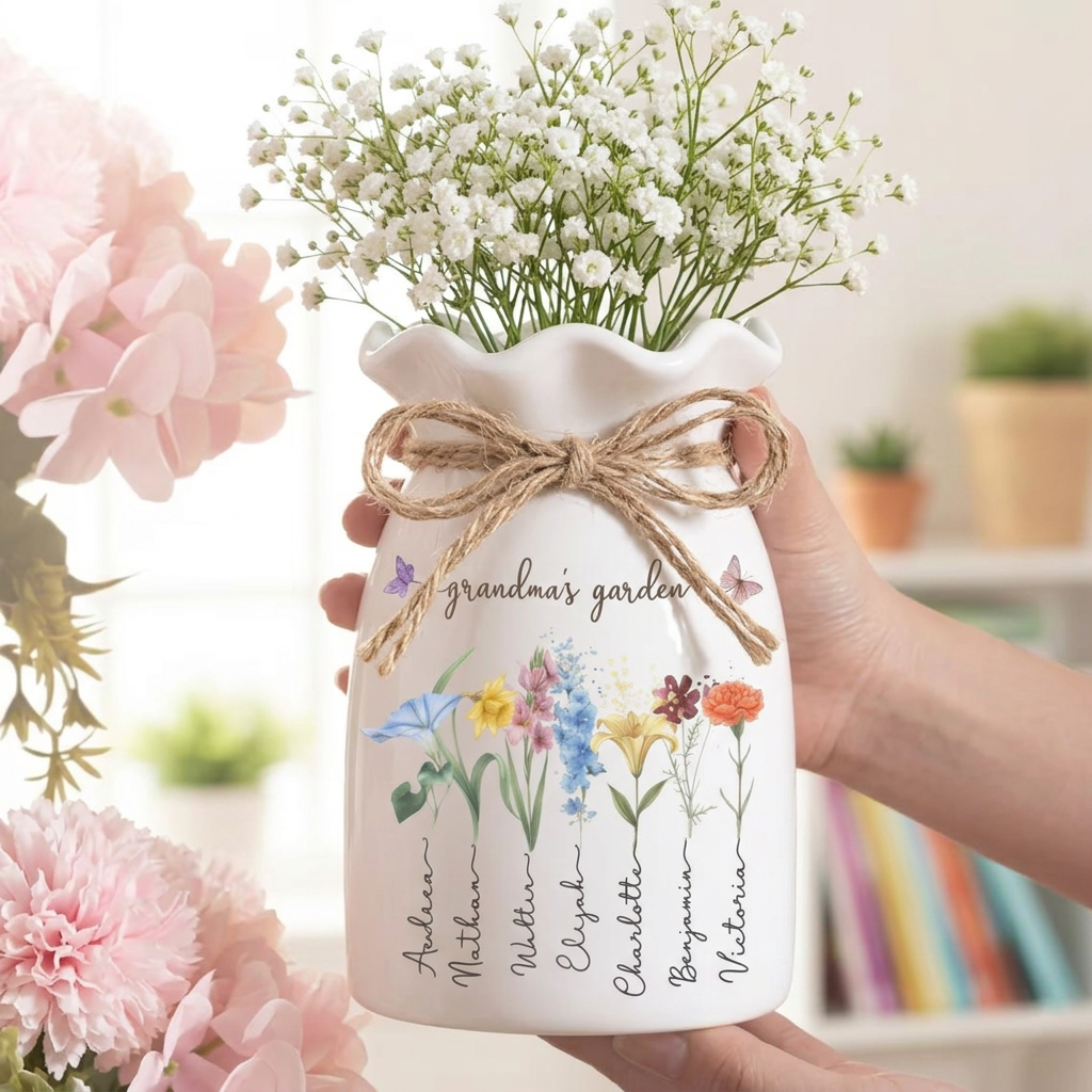 Personalized Grandma's Garden Flower Vase, Mother's Day Gift