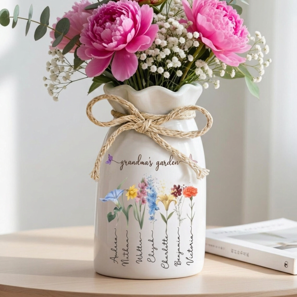Personalized Grandma's Garden Flower Vase, Mother's Day Gift