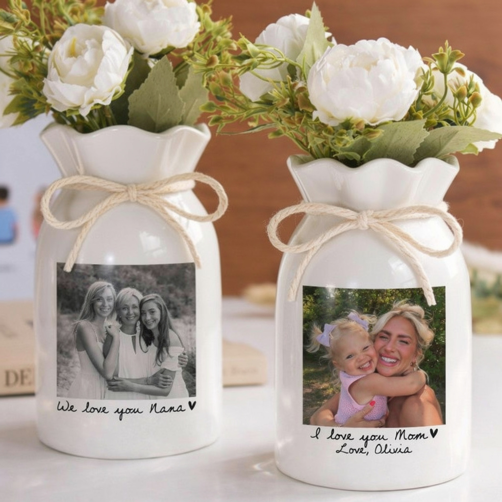 Custom Photo Gift for Mom, Mothers Day Gift, Mom Floral Vase