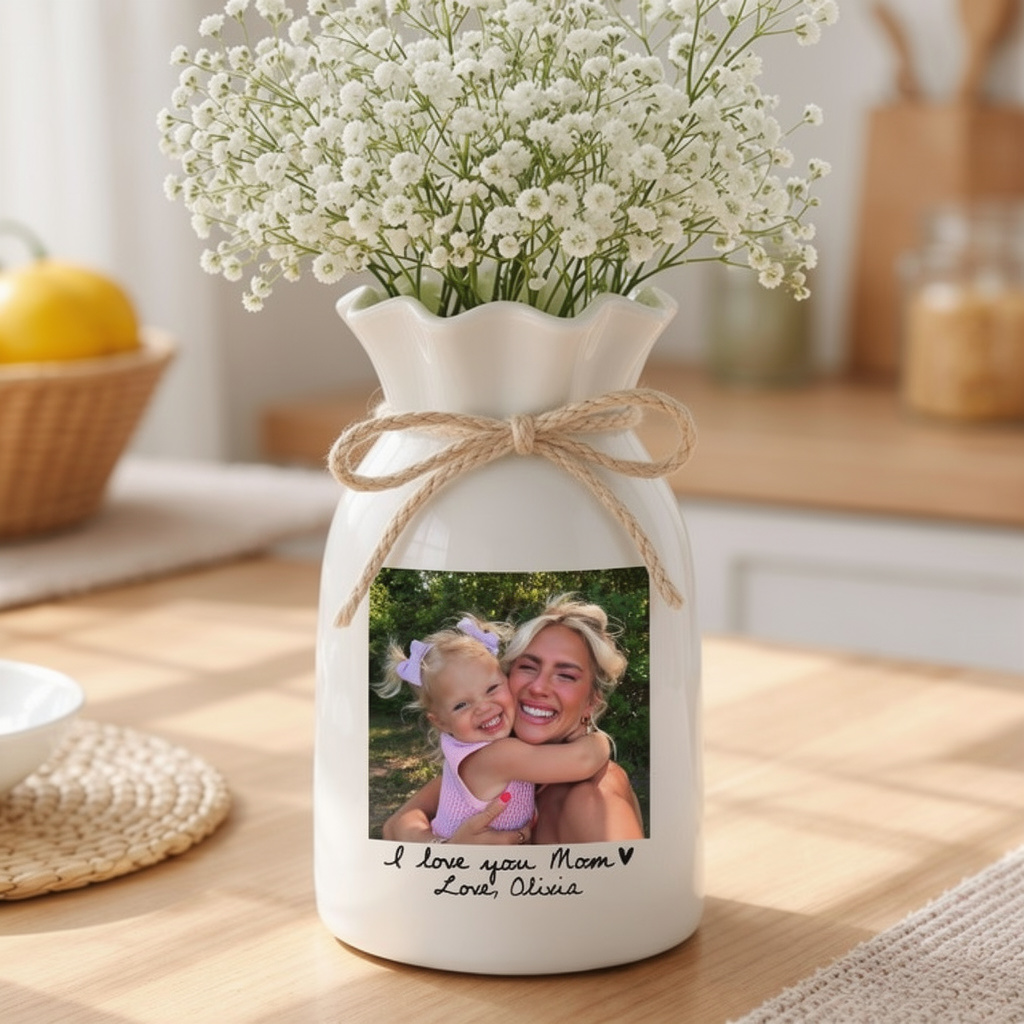 Custom Photo Gift for Mom, Mothers Day Gift, Mom Floral Vase
