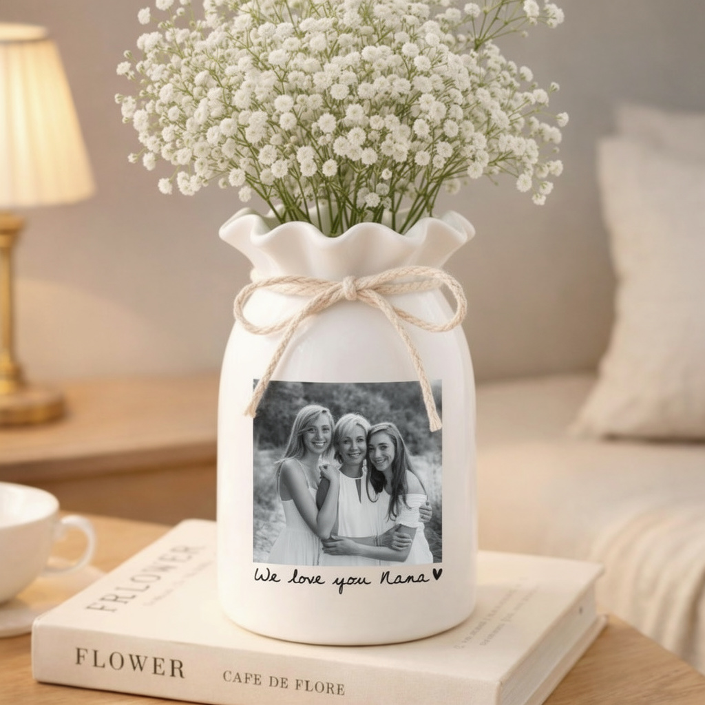 Custom Photo Gift for Mom, Mothers Day Gift, Mom Floral Vase